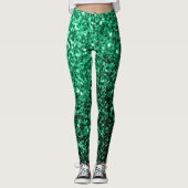 Emerald Green Imitats Glitzer Glitzern Leggings (Vorderseite)