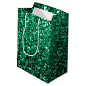 Emerald Green Imitats Glitzer Glitzern Mittlere Geschenktüte (Rückseite Schrägansicht)