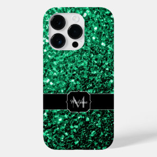 Emerald Green Imitats Glitzer Glitzern Monogram Case-Mate iPhone 14 Pro Hülle