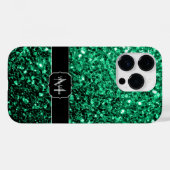 Emerald Green Imitats Glitzer Glitzern Monogram Case-Mate iPhone Hülle (Rückseite (Horizontal))