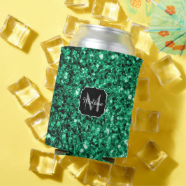 Emerald Green Imitats Glitzer Glitzern Monogram Dosenkühler
