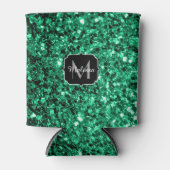 Emerald Green Imitats Glitzer Glitzern Monogram Dosenkühler (Vorderseite)