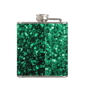 Emerald Green Imitats Glitzer Glitzern Monogram Flachmann (Rückseite)