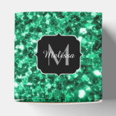 Emerald Green Imitats Glitzer Glitzern Monogram Geschenkschachtel (Oben)