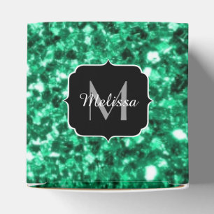 Emerald Green Imitats Glitzer Glitzern Monogram Geschenkschachtel
