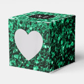 Emerald Green Imitats Glitzer Glitzern Monogram Geschenkschachtel (Vorderseite)