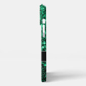Emerald Green Imitats Glitzer Glitzern Monogram iPhone Hülle (Linke Seite)