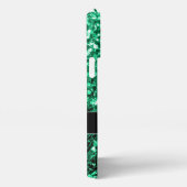 Emerald Green Imitats Glitzer Glitzern Monogram iPhone Hülle (Rechte Seite)