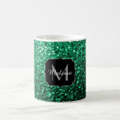 Emerald Green Imitats Glitzer Glitzern Monogram Kaffeetasse (Mittel)