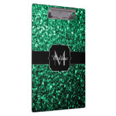 Emerald Green Imitats Glitzer Glitzern Monogram Klemmbrett (Rechts)