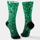 Emerald Green Imitats Glitzer Glitzern Monogram Socken (Gewinkelt)