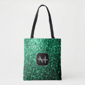 Emerald Green Imitats Glitzer Glitzern Monogram Tasche (Vorderseite)