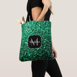 Emerald Green Imitats Glitzer Glitzern Monogram Tasche