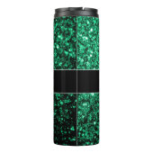 Emerald Green Imitats Glitzer Glitzern Monogram Thermosbecher (Rückseite)