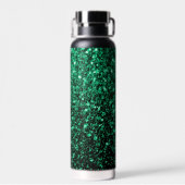 Emerald Green Imitats Glitzer Glitzern Monogram Trinkflasche (Rückseite)