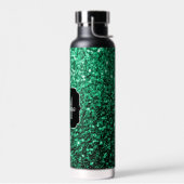 Emerald Green Imitats Glitzer Glitzern Monogram Trinkflasche (Links)