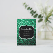 Emerald Green Imitats Glitzer Glitzern Monogram Visitenkarte (Stehend Vorderseite)