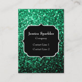 Emerald Green Imitats Glitzer Glitzern Monogram Visitenkarte (Vorderseite)
