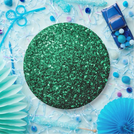 Emerald Green Imitats Glitzer Glitzern Pappteller (Party)