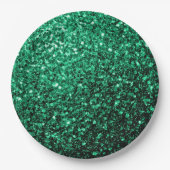 Emerald Green Imitats Glitzer Glitzern Pappteller (Vorderseite)