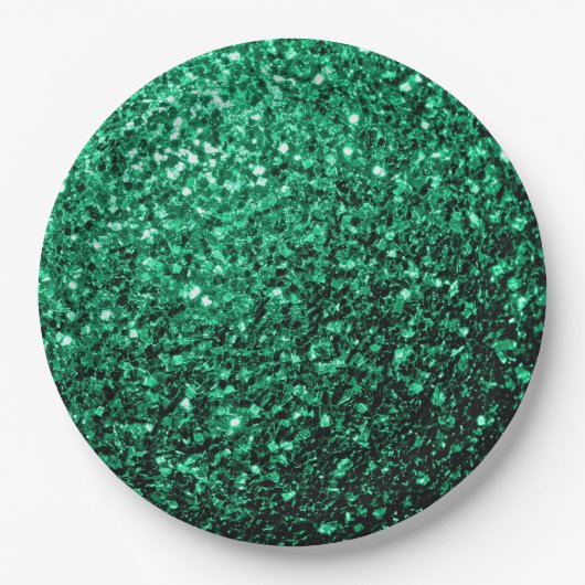 Emerald Green Imitats Glitzer Glitzern Pappteller (Vorderseite)