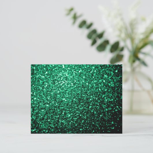 Emerald Green Imitats Glitzer Glitzern Postkarte (Stehend Vorderseite)
