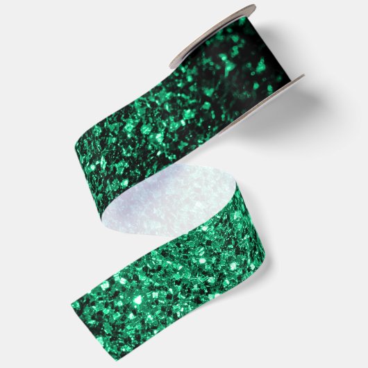 Emerald Green Imitats Glitzer Glitzern Satinband (Rückseite)