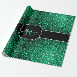 Emerald Green Imitats Glitzer Glitzern Sweet 16 Geschenkpapier