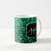 Emerald Green Imitats Glitzer Glitzern Sweet 16 Kaffeetasse (VorderseiteRechts)