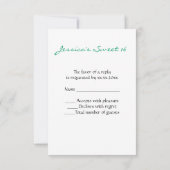 Emerald Green Imitats Glitzer Glitzern Sweet 16 RSVP Karte (Rückseite)