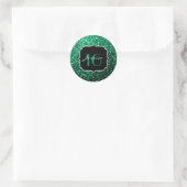 Emerald Green Imitats Glitzer Glitzern Sweet 16 Runder Aufkleber (Tasche)