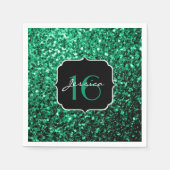 Emerald Green Imitats Glitzer Glitzern Sweet 16 Serviette (Vorderseite)