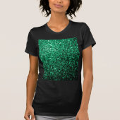 Emerald Green Imitats Glitzer Glitzern T-Shirt (Vorderseite)