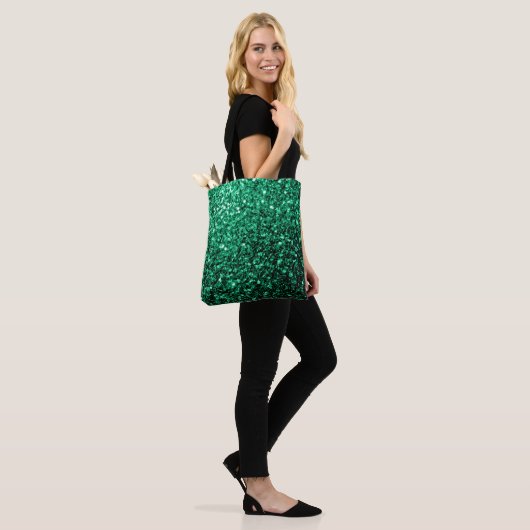 Emerald Green Imitats Glitzer Glitzern Tasche (Am Model)