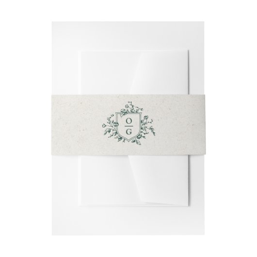 Emerald Green Initials Hochzeit Einladung Bauch B Einladungsbanderole (Vorderseite Beispiel)