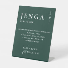 Emerald Green Jenga Gästebuch Minimalistisch Moder