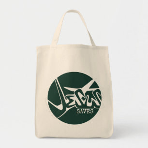 Emerald Green Jesus Rette Graffiti Tragetasche