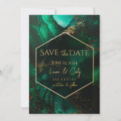 Emerald Green Jewel Tone Save the Date Einladung (Vorderseite)