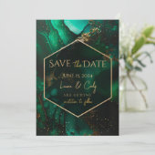 Emerald Green Jewel Tone Save the Date Einladung (Stehend Vorderseite)