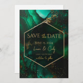 Emerald Green Jewel Tone Save the Date Einladung (Vorne/Hinten)