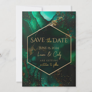 Emerald Green Jewel Tone Save the Date Einladung