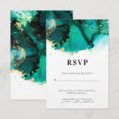 Emerald Green Jewel Tone Wedding RSVP Karte (Vorne/Hinten)