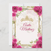 Emerald Green kleidet Fuschia Pink Mis Quince Einladung (Rückseite)