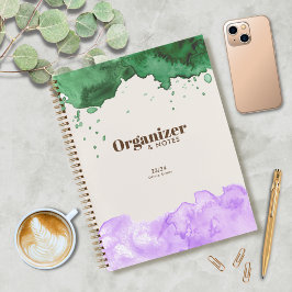 Emerald Green & Lavender Watercolor personalisiere Notizblock