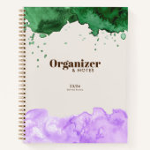 Emerald Green & Lavender Watercolor personalisiere Notizblock (Vorderseite)