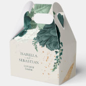 Emerald Green Leaf & Blush Rose Romantic Wedding Geschenkschachtel (Vorderseite)