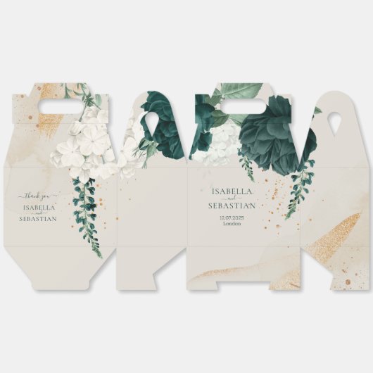 Emerald Green Leaf & Blush Rose Romantic Wedding Geschenkschachtel (Ungeklappt)