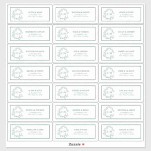 Emerald Green Leafy Wappen Monogram Guest Address Aufkleber