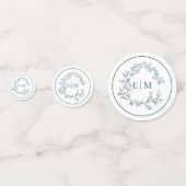 Emerald Green Leafy Wappen Monogram Wedding Konfetti (Rückseiten)