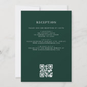 Emerald Green Leafy Wappen Monogram Wedding QR Cod Einladung (Rückseite)